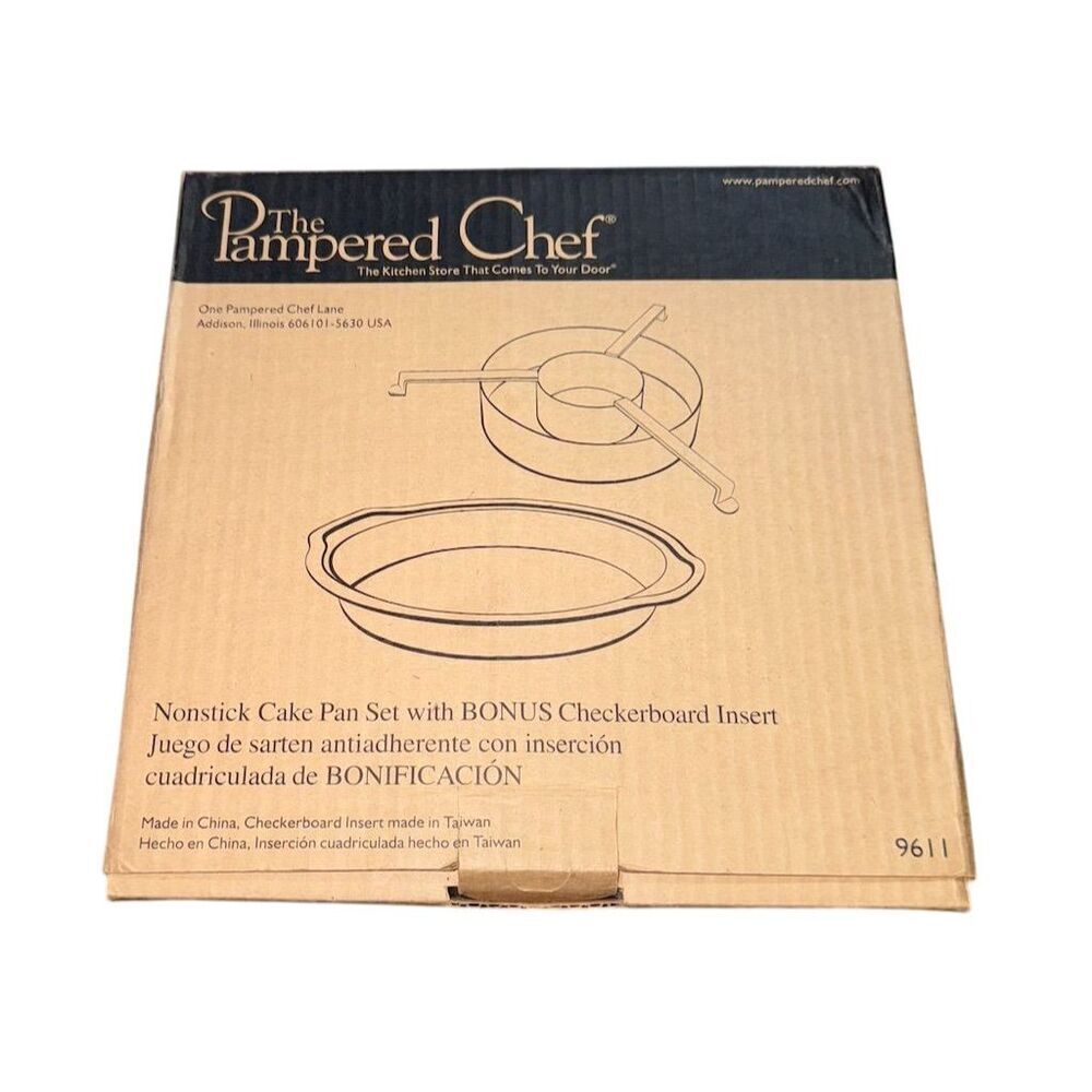 Pampered Chef Nonstick Checkerboard Cake Pan Set Model 9611 New In Box - Picture 3 of 4